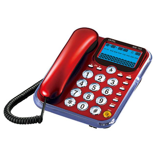 유선 전화기 ASE-702 [CID(수신35개/발신5개) / LCD 액정 / 다이얼 빅버튼 / 테두리 아크릴 벨램프]