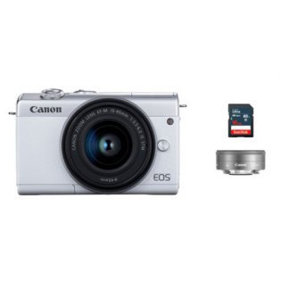 [16G메모리 증정]캐논 EOS-M200 미러리스 카메라 더블렌즈KIT[화이트][본체+15-45mm+22mm IS STM]