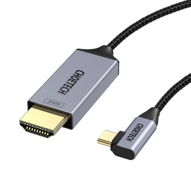 H 초텍 L자형 C타입 to HDMI 패브릭 케이블(1.8m) XCH-1803BK