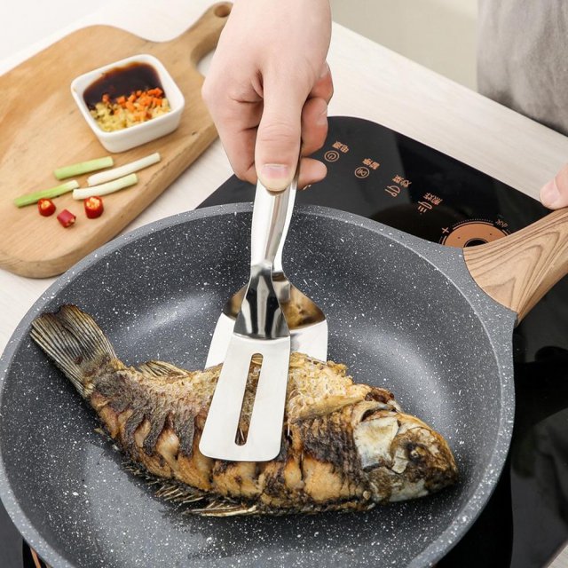 [해외직구] F자 스테인리스 스테이크 다양한요리 넓적집게 생선뒤집개
