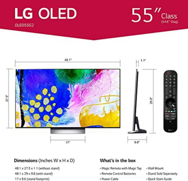 [해외직구] LG OLED 55인치 OLED55G2PUA 4K 2022 신제품(관부가세 포함)