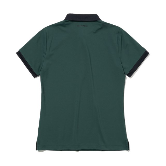 카라넥 소매 배색 포인트 여성 반팔 티셔츠[D.GREEN]