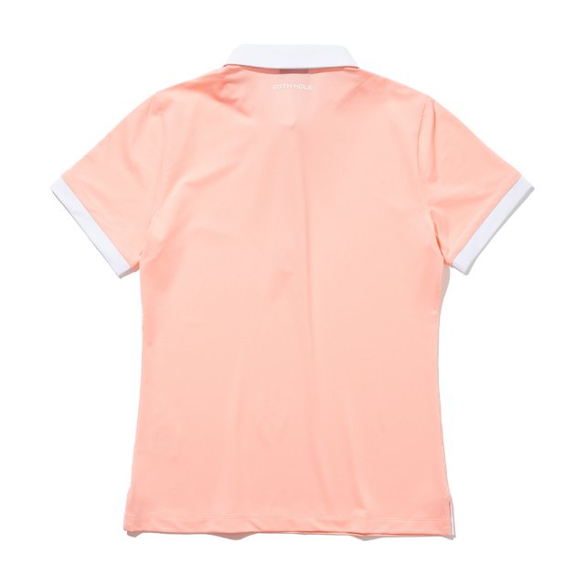 카라넥 소매 배색 포인트 여성 반팔 티셔츠[CORAL]