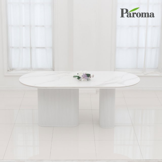 [ 파로마 본사 ] 카시 템바보드 타원형 포세린 세라믹 식탁 테이블 1600