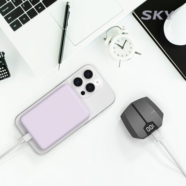 [기획모델] SKY 필 맥세이프 무선 보조배터리 5000mAh+링 스티커 M05