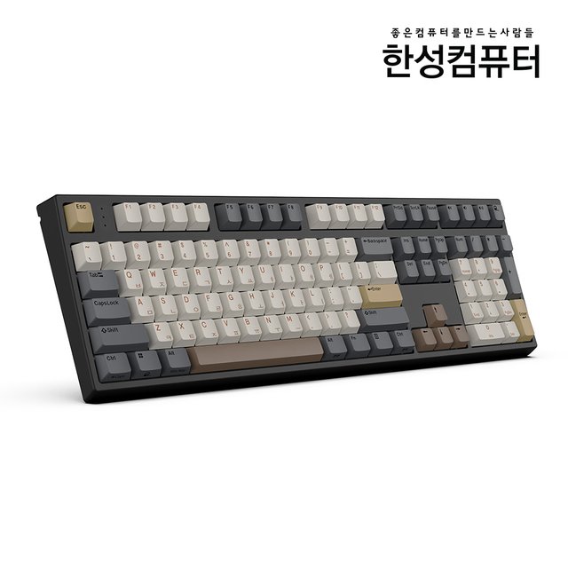 한성컴퓨터 GK787SE OfficeMaster 기계식 뽀송 [모카 코코아 38g] 풀배열 저소음 윤활 사무용 키보드