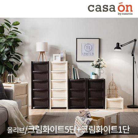 올리브 5+1단 서랍장_크림화이트 5단+크림화이트 1단