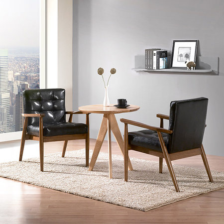 사파이 B타입 원목 원형 티 테이블 세트