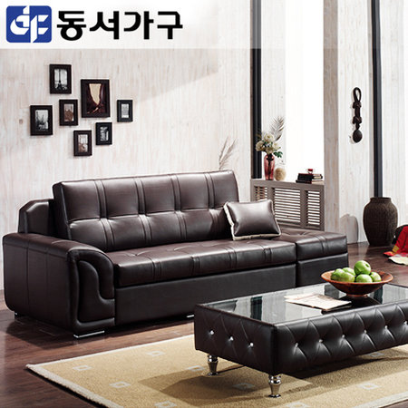 모던 3인용 가죽소파＋스툴 DF901091 _다크브라운/A타입 우측