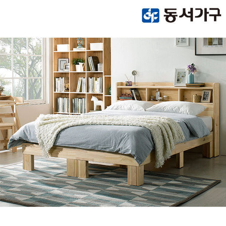  로카 파인우드Q침대(수납헤드형) 매트포함 DF906652 _내추럴