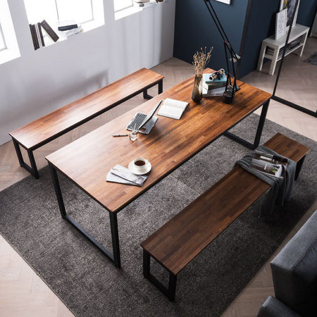  루킹 멀바우원목 8인식탁세트(벤치) 