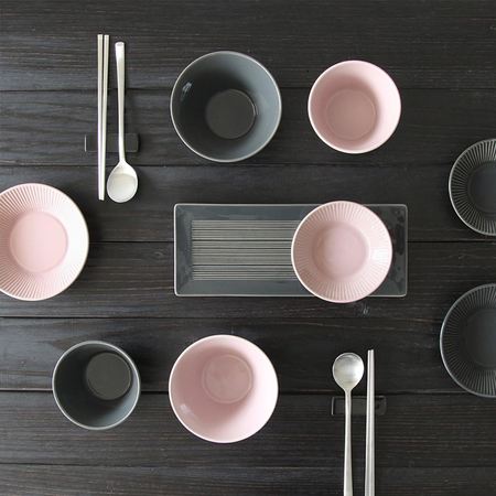 2인9p 그릇세트(차콜&핑크)