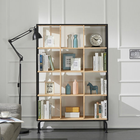 이브 자작나무원목 3칸 4단책장 블랙내추럴