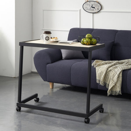 센트럴 레드파인원목 스틸 테이블 600 블랙 블랙_내추럴