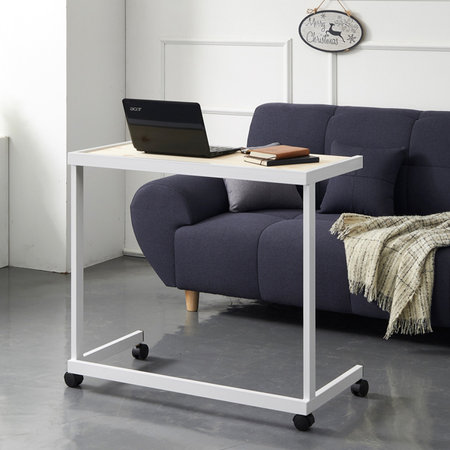 센트럴 레드파인원목 스틸 테이블 600 화이트 화이트_내추럴