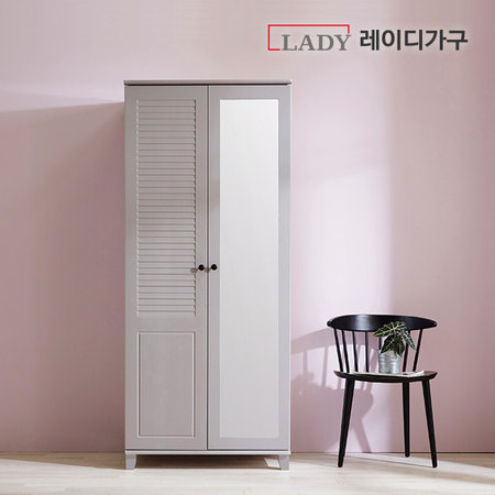 무드갤러리 80CM 싱글장 옷장+전신거울 _화이트