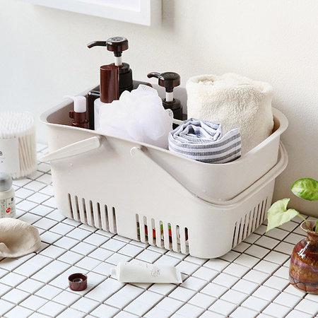헬스장 수영장 욕실용품 수납정리 물빠짐 목욕바구니 아이보리