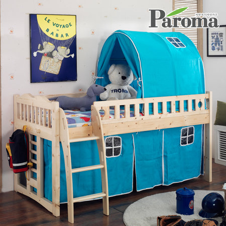 리지원목벙커침대텐트세트BDl 내추럴(블루)