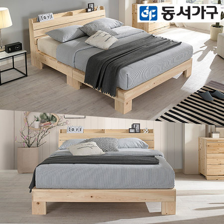 XXXXXX판매종료XXXXXX힐링 피톤치드 수납헤드 편백나무 ALL 원목 프레임 슈퍼싱글 SS 침대+9존독립 매트리스 DF639002