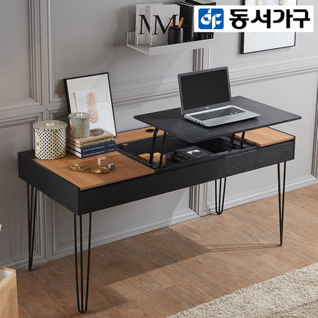 로렐 1600리프트업 스탠딩책상 DF910691 _에쉬블랙_내츄럴우드