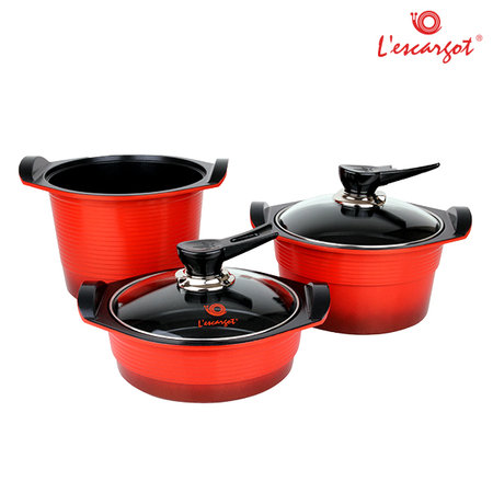 통주물냄비 3종 세트_레드