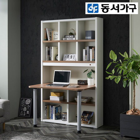  프리미엄 LED 1200 정면책상책장세트 DF911268 _그레이브라운