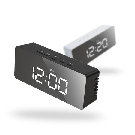 온도측정 밝기조절 LED 뷰티미러 알람시계 Studio 블랙