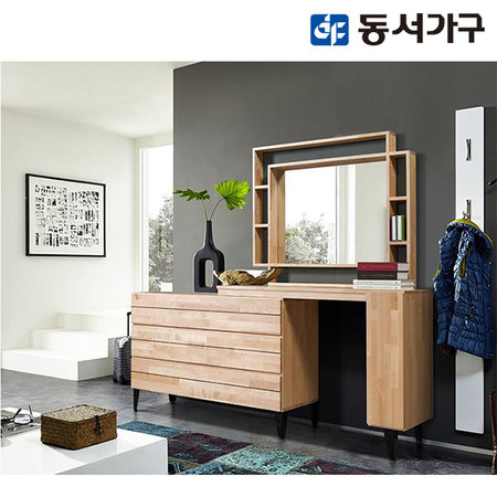  비앙카 확장형 원목화장대 _A형[서랍장좌측형]