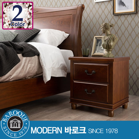 W 마테라W) 천연무늬목 사이드테이블, 협탁 내추럴앤틱