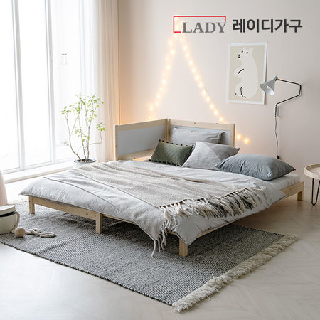  스칸딕 확장 원목침대 +견면매트리스2EA _심플내추럴