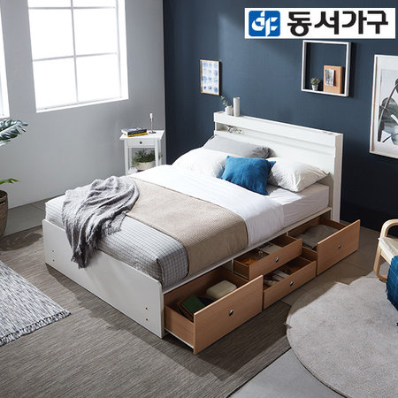 XXXXXX판매종료XXXXXXnew 루젠 LED 4단서랍 퀸침대(케미컬폼매트리스) _메이플