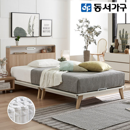  제인스 LED 평상형SS침대+독립매트 DF911594 _그레이