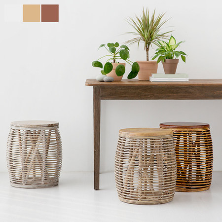 RUMTON 라탄스툴 화이트워시