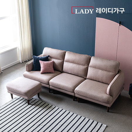  [수도권무배] 알망 EC패브릭 가죽소파 4인용 + 스툴 _차콜그레이 AM2019