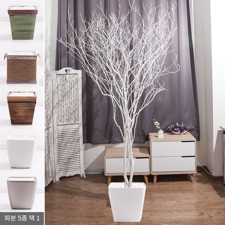 라인-화이트소원나무화분set 210cm (조화) FREOFT 벽면형:빈티지마야우드화분(28cm) 5-5