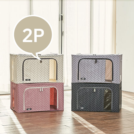 스칸디나 패브릭 리빙박스(헤링본) 88L_2P 베이지2P