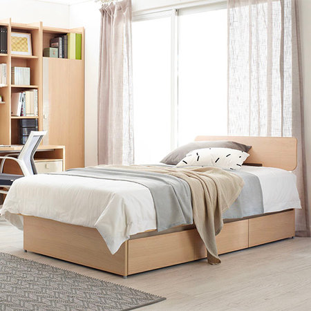 이타카네오 수납침대 1100폭/수납헤드 서랍침대 카스타뇨 카프두치+베이지