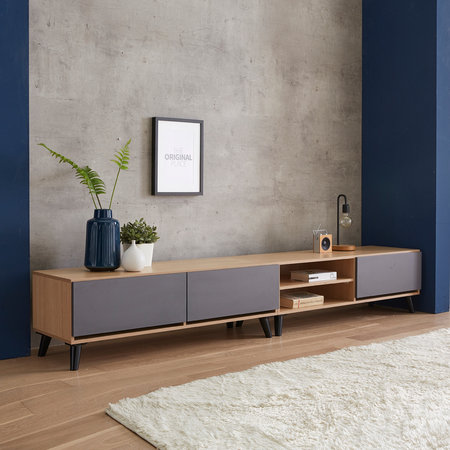 키튼 2400 오픈거실장 세트 오크화이트