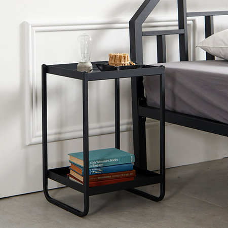 협탁 소파 플러스 2단 거실 탁자 철제 사이드테이블 01.협탁(블랙)