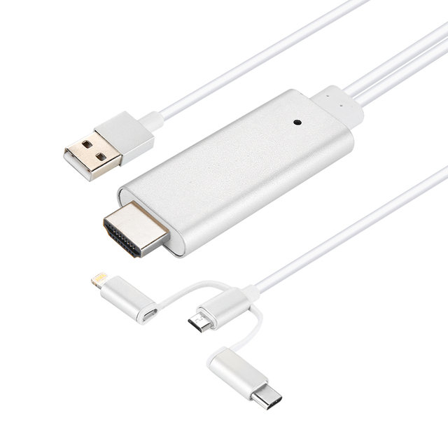 아이폰 안드로이드폰(TYPEC+5핀 콤보) to HDMI 미러링 케이블 2M NEXT-840A