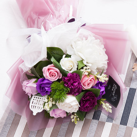 피오니비누꽃다발 56cmP 조화 FMBBFT 피오니비누꽃다발