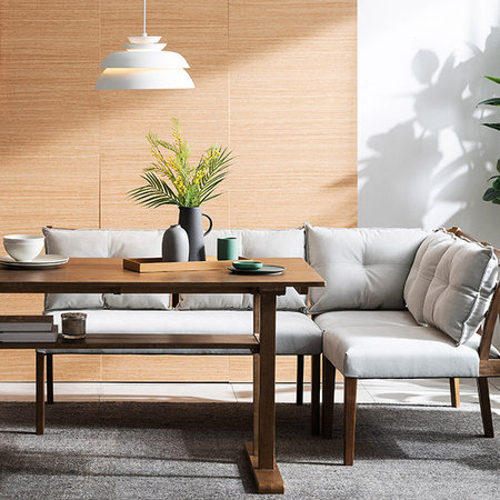  우리 베이직 4인 다이닝 원목 테이블 세트 _브라운