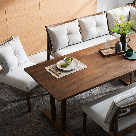  우리 베이직 6인 다이닝 원목 테이블 세트 _브라운