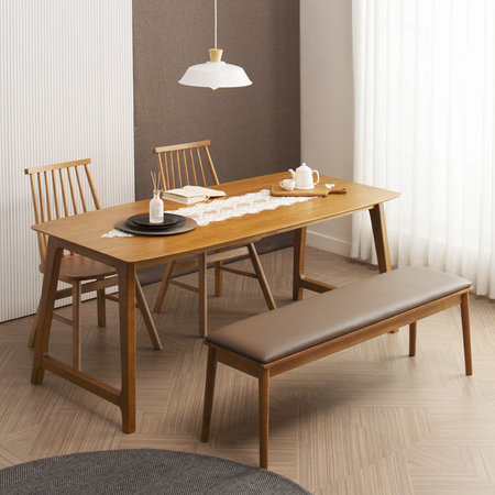 로코로 고무나무원목 4인용식탁세트(테이블1+의자2+미쉘벤치1)