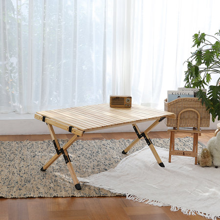 [비밀특가] 린백 캠핑 접이식 우드 롤 테이블 선반 LB93C