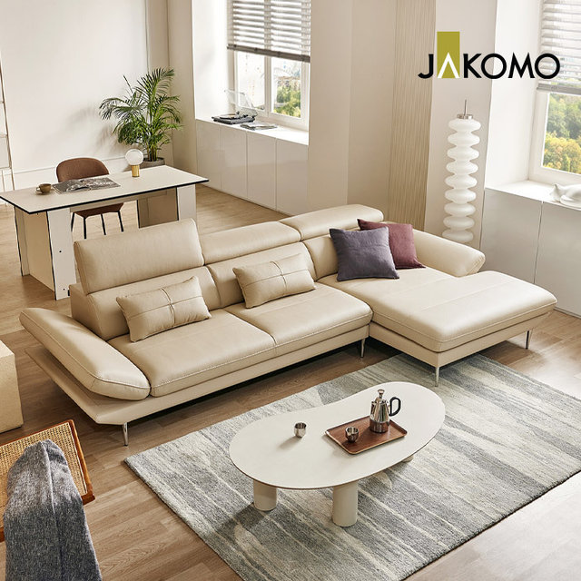 메이트 멀티 4인 카우치형 기능성 슈렁큰 천연면피 소가죽 소파