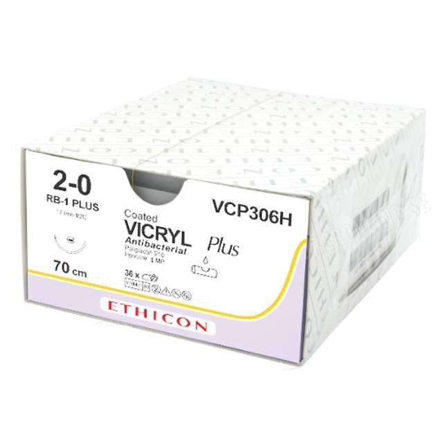 바이크릴플러스 봉합사 VCP306H (2/0) 17mm 1/2Circle 70cm 36개