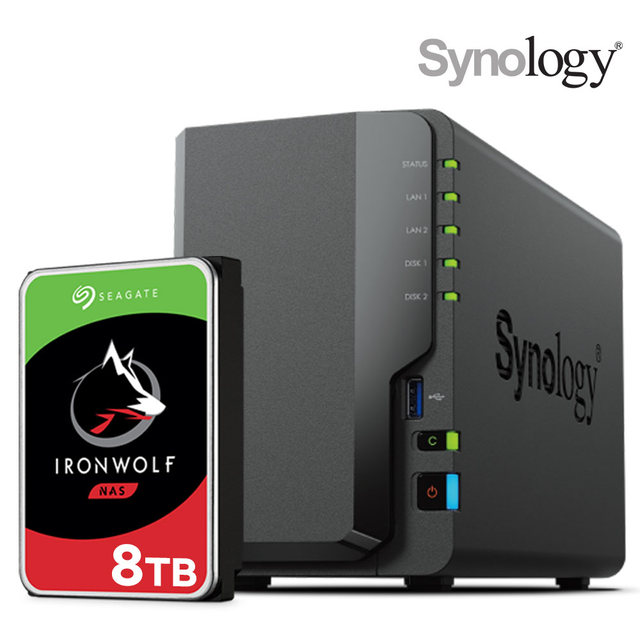 시놀로지 나스 DS224+2Bay NAS 아이언울프 8TBX1 하드디스크 합본