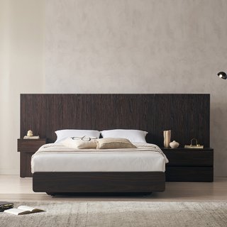 [비밀특가] 까르뎅차콜 E0등급 LED 호텔 평상형 침대 프레임 Q +협탁2(400,800)